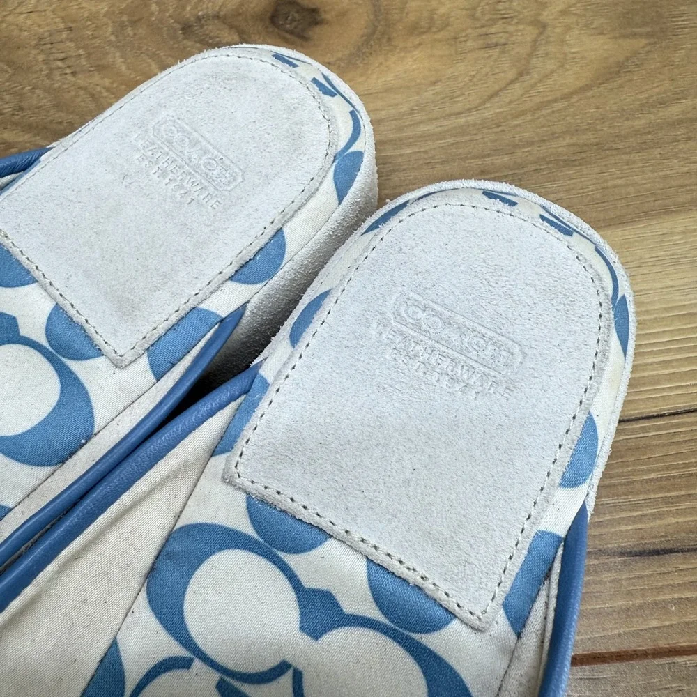 COACH Y2K Bone Suede Slippers House Womens 9 Heart Stitched Zoey